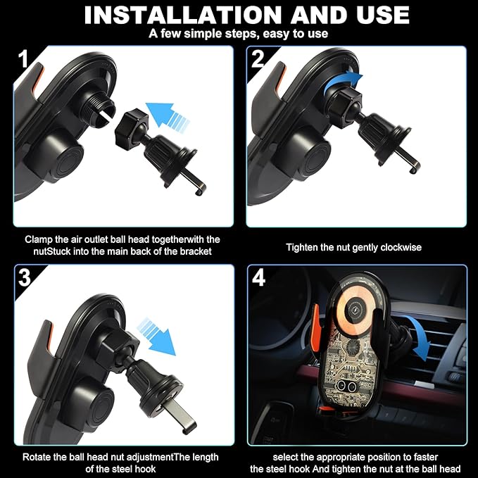 Wireless Car Charger, 15W Fast Charging Auto-Clamping Car Charger Phone Mount - Image 13