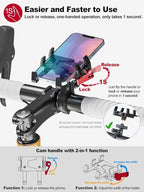 Tiakia Bike Phone Mount Holder, Aluminum Motorcycle Phone Mount, Handlebar - Image 3