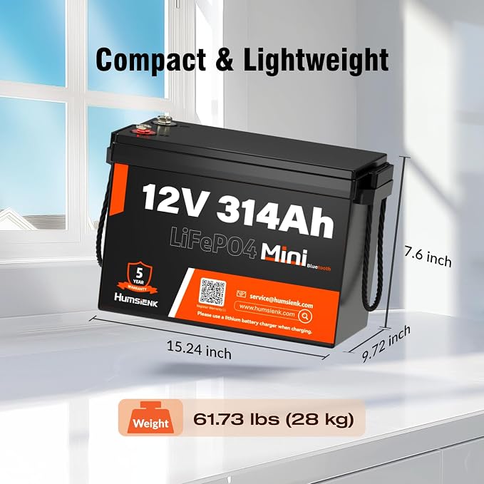 12V 300Ah LiFePO4 Lithium Battery Bluetooth MINI, Max. 4190Wh Energy, EV A+ - Image 3