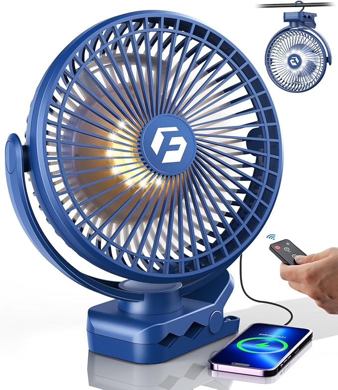 8-inch Clip-on Fan - 12000mAh Portable Rechargeable Battery by KorbotBestCoolingForYou