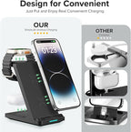 Wireless Charging Station, 3 in 1 Fast Wireless Charger Stand - Image 4