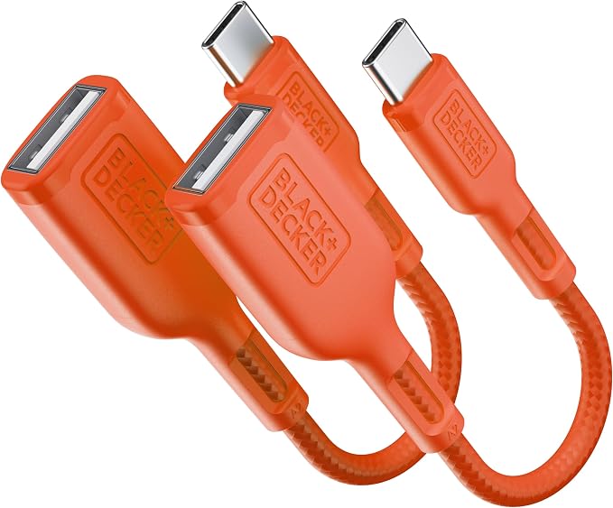 BLACK+DECKER USB C to USB A Adapter, USB C Male to USB Female Adapter Nylon by BLACKDECKER
