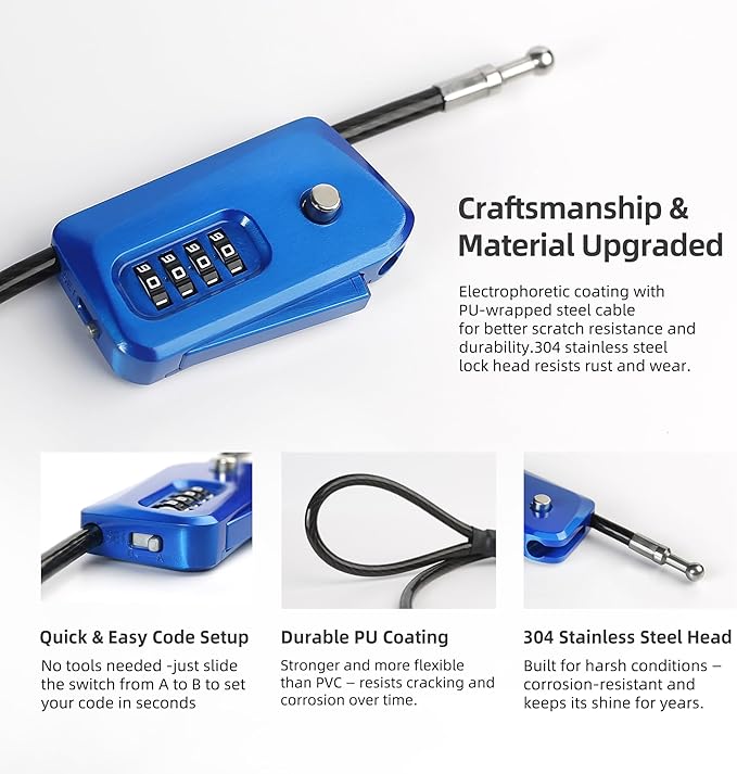 6ft Python Cable Lock for Bike, Trail Camera Locking, 4 Digit Combination Lock - Image 4
