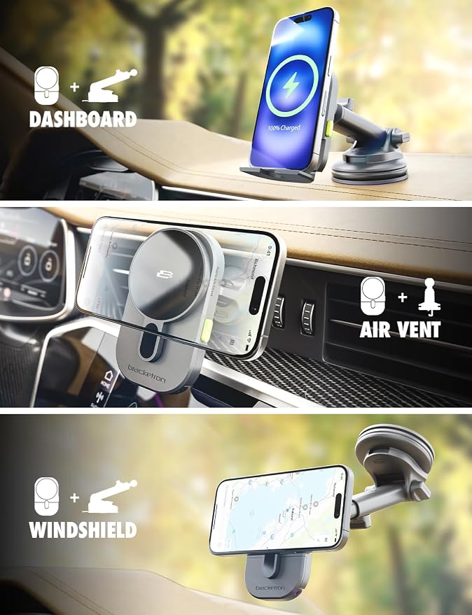 Bracketron MagAlign Extend 15W Magsafe Car Mount Charger, Magnetic Car Phone - Image 8