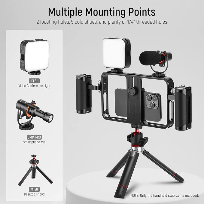 NEEWER Phone Stabilizer Video Rig Kit, Aluminum Handheld Phone Cage - Image 3