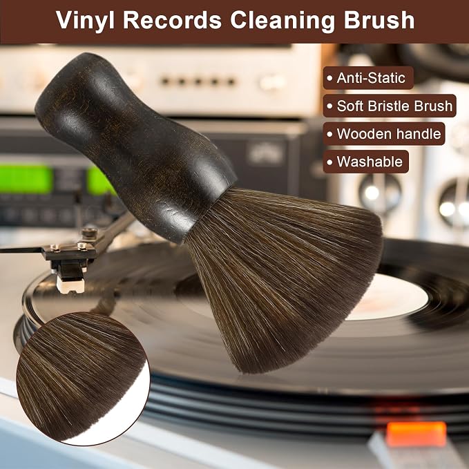 2 Pack Vinyl Turntable Wood Record Cleaning Brushes, Anti-Static Record Brush - Image 4