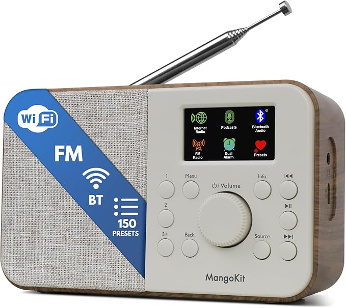 SR-L WiFi Internet Radio, Podcast Player, 150 Presets, Portable FM Radio by MangoKit
