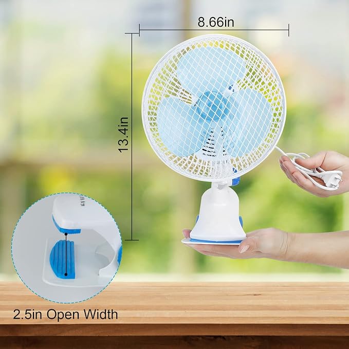 8-Inch Clip on Fan, 2 Speed Convertible Desk Fan - Image 3