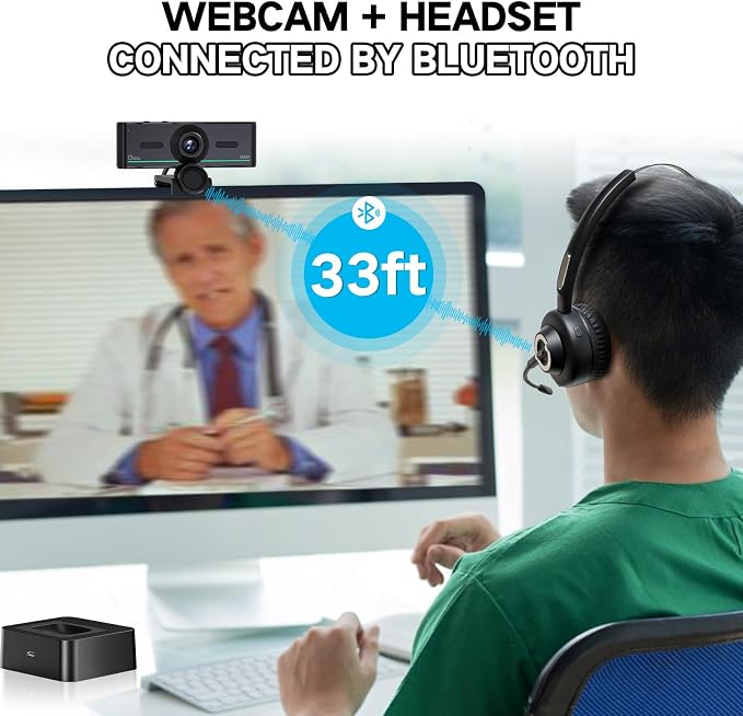 1080P Webcam with Microphone for Desktop, Computer Webcam Connect Bluetooth - Image 4