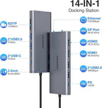 USB C Hub USB-C Docking Station Dual Monitor 14 in 1 Triple Display Multiport - Image 2
