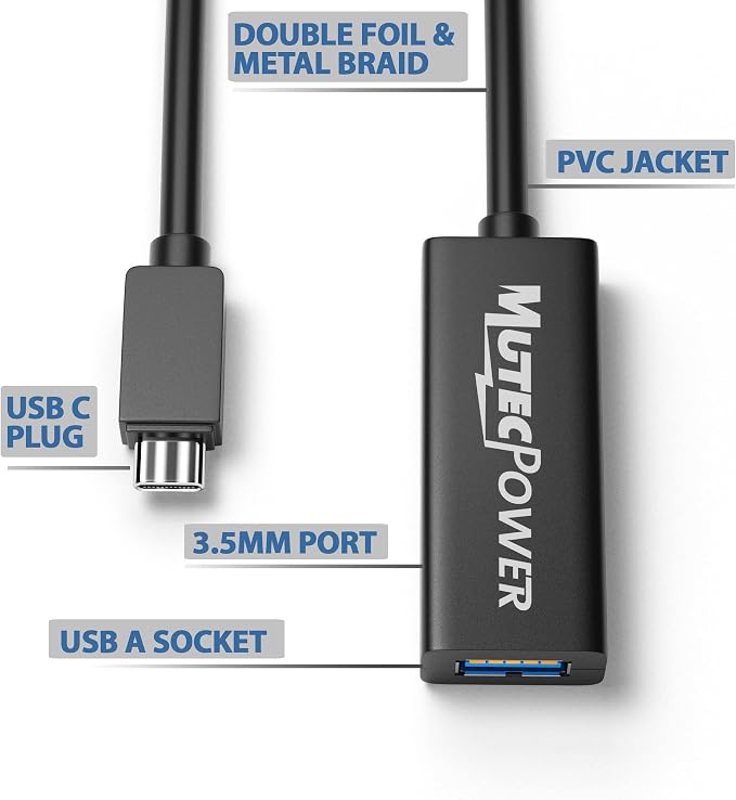 32ft USB C to USB A adapter cable OTG USB 3.0 type C male to Active USB type A - Image 4