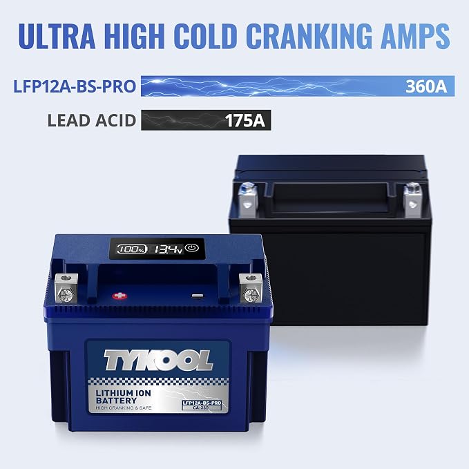 TYKOOL YT12A-BS 360CCA, 3X Cranking Amps, 5X Life, High Performance LiFePO4 - Image 6