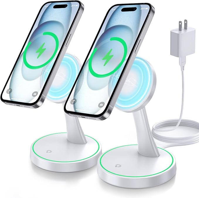 2 Pack Magnetic Wireless Charger Stand 15W Fast Mag-Safe Charger by Verticalmagneticcharging