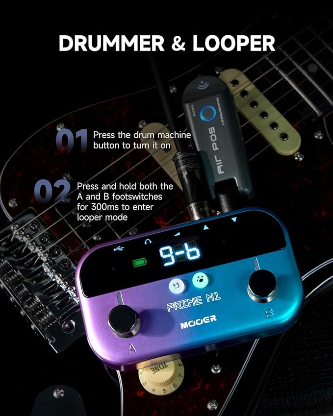 MOOER M1 Multi-Effects Processor Headphone Amp, AI-Preset Bass Guitar Pedals - Image 5