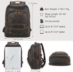 TIDING Men's Full Grain Leather Backpack Fits 16" Laptop, Vintage Business - Image 5