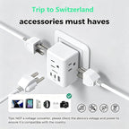 2 Pack Switzerland Travel Plug Adapter, Type J Power Adapter Works in - Image 2