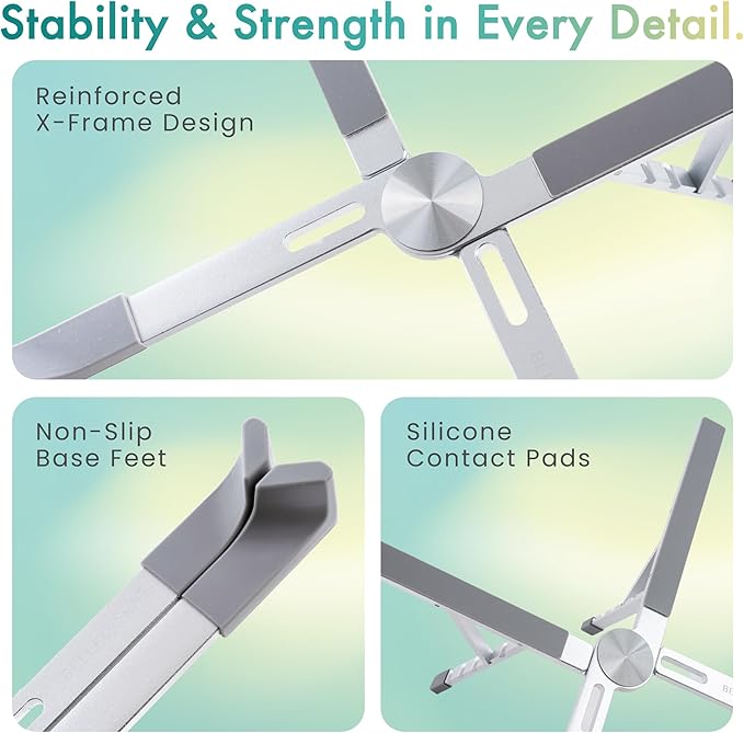 BELLEMOND | X-Shape Laptop Stand – Adjustable Aluminum Riser, 5 Height Levels - Image 4