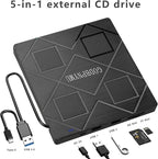 5-in-1 Extemal CD/DVD Drive for Laptop, USB 3.0 & Type-C Portable CD/DvD Rw - Image 7