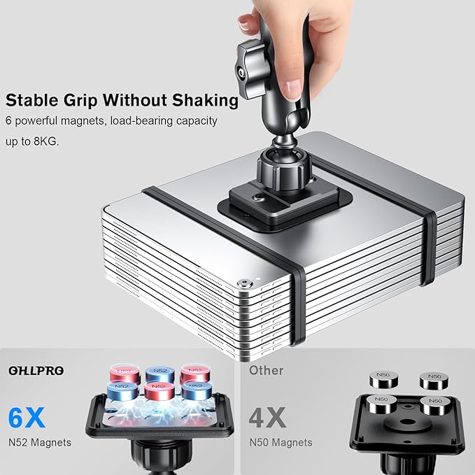 OHLPRO Magnetic Tablet Car Mount Holder, 360°Rotatable Drill Base iPad Wall - Image 3