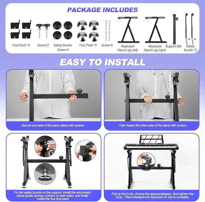 Keyboard Stand Piano Duty Stand Z Style Adjustable Keyboard Holder Piano - Image 6