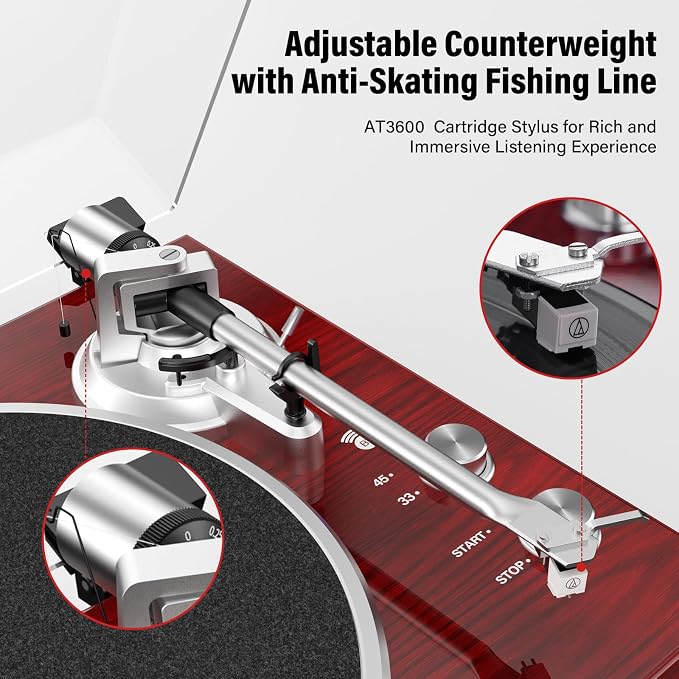 Belt Drive Turntable for Vinyl Record Player, Connect - Image 3