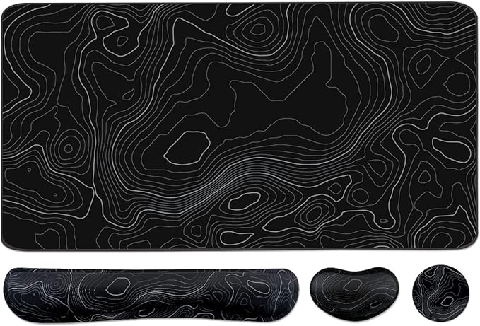 Topographic Large Mouse Pad and Keyboard Wrist Rest, Desk Pad by Youarenoble