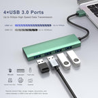 USB Hub, USB 3.0 Hub Aluminum Alloy Ultra Slim USB Splitter, Portable 4 Port - Image 2