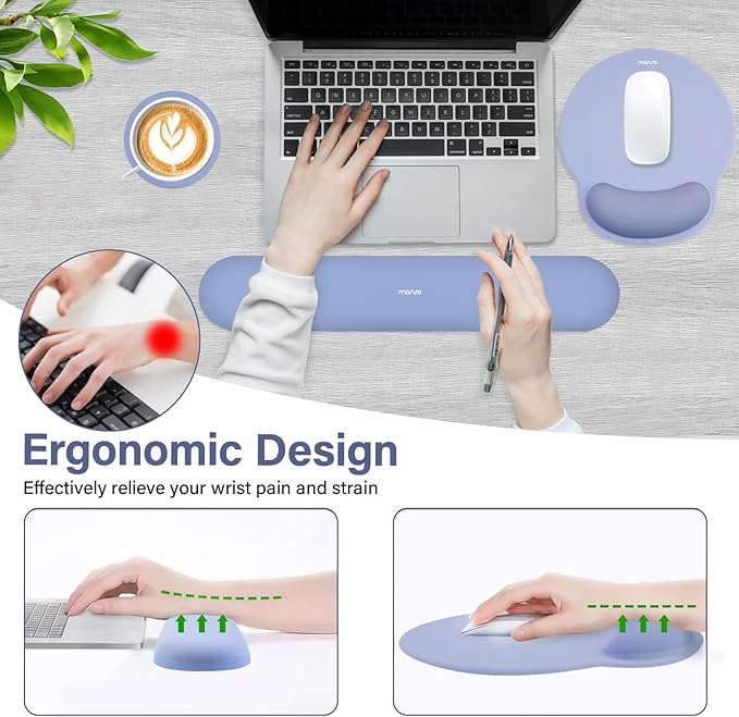 MOSISO Wrist Rest Support for Mouse Pad&Keyboard Set, Circle Curved Ergonomic - Image 3