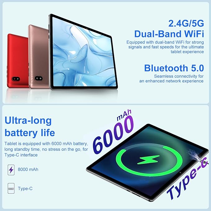 Android 14 Tablet 10 Inch Tablets, 20GB+128GB/1TB Expandable, Tablets - Image 5