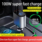Retractable Car Charger，4 in1 Fast Car Phone Charger - Image 2