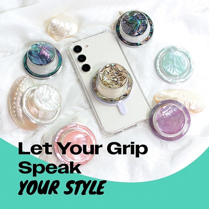 OnTheGrip Cute Natural Seashell Design Round Shape Collapsible Mobile Phone - Image 3