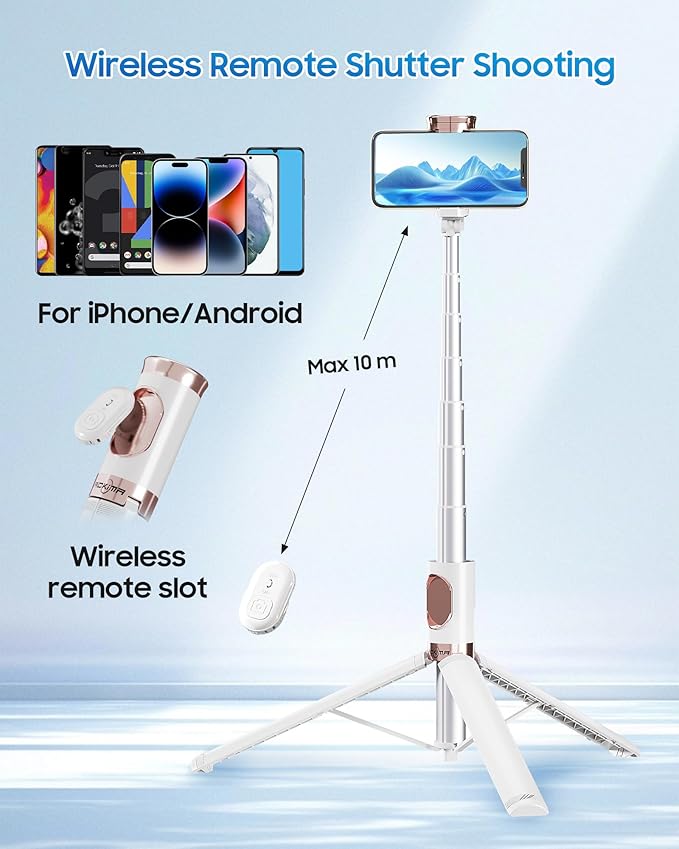 67" Selfie Stick Phone Tripod, All-in-1 Cell Phone Tripod - Image 4