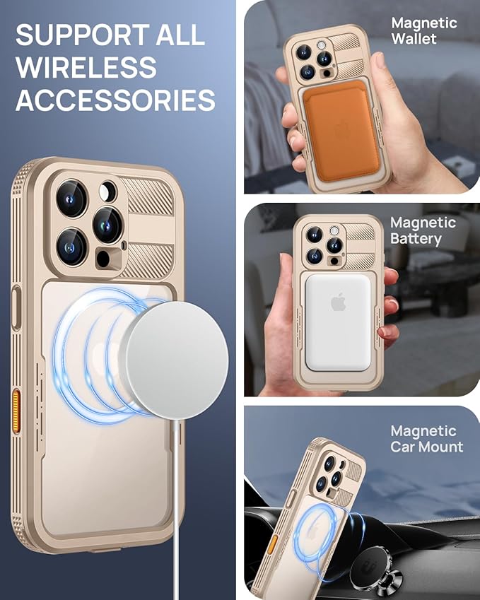 Lanhiem Magnetic for iPhone 16 Pro Case, IP68 Waterproof Dustproof Case - Image 5