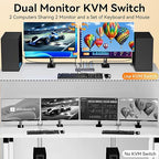8K KVM Switch 2 Monitors 2 Computers Displayport, DP+DP 4K@144Hz USB3.0 Dual - Image 3
