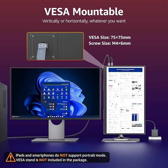 VisionOwl Large Portable Monitor-18.5 Inch Computer Gaming Display 100Hz 125% - Image 5