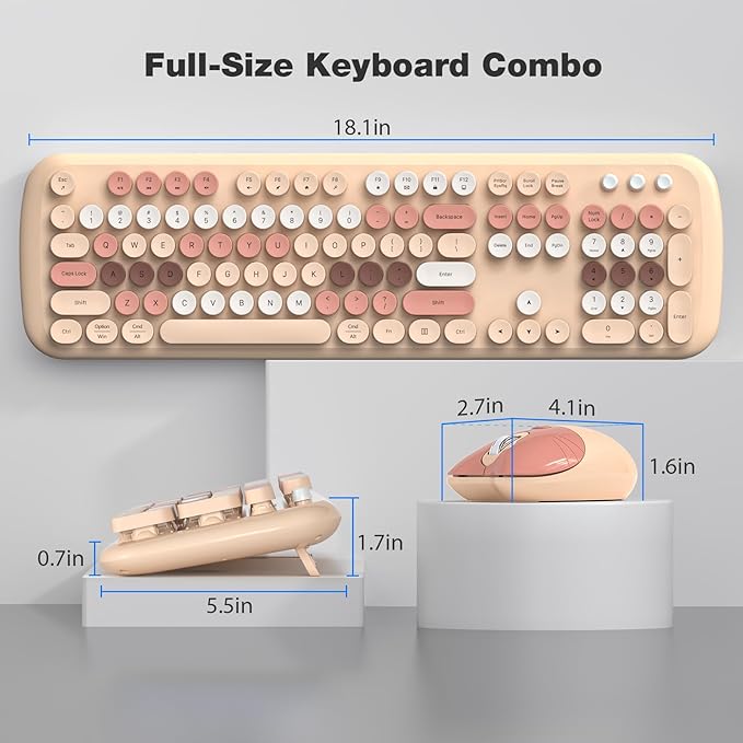 KNOWSQT Wireless Keyboard and Mouse Combo Pale MilkTea - Image 7