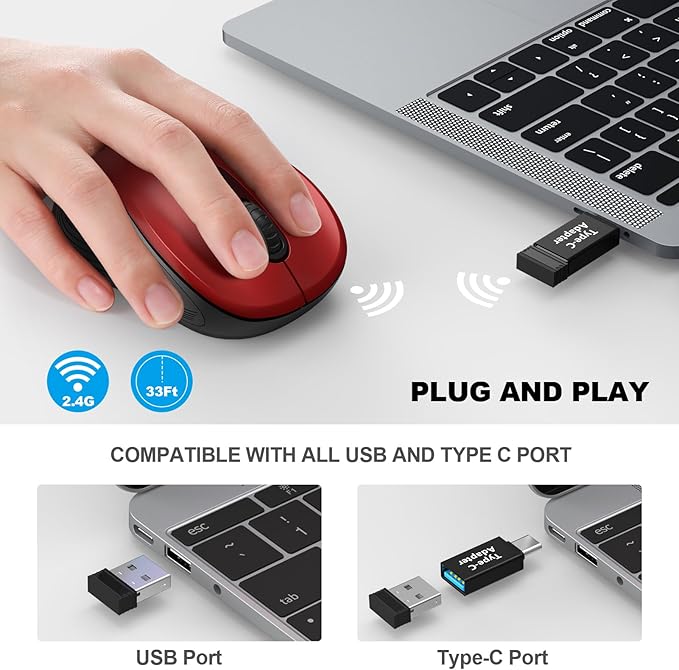 WisFox 2.4G Wireless Mouse for Laptop, Ergonomic Computer Mouse - Image 2