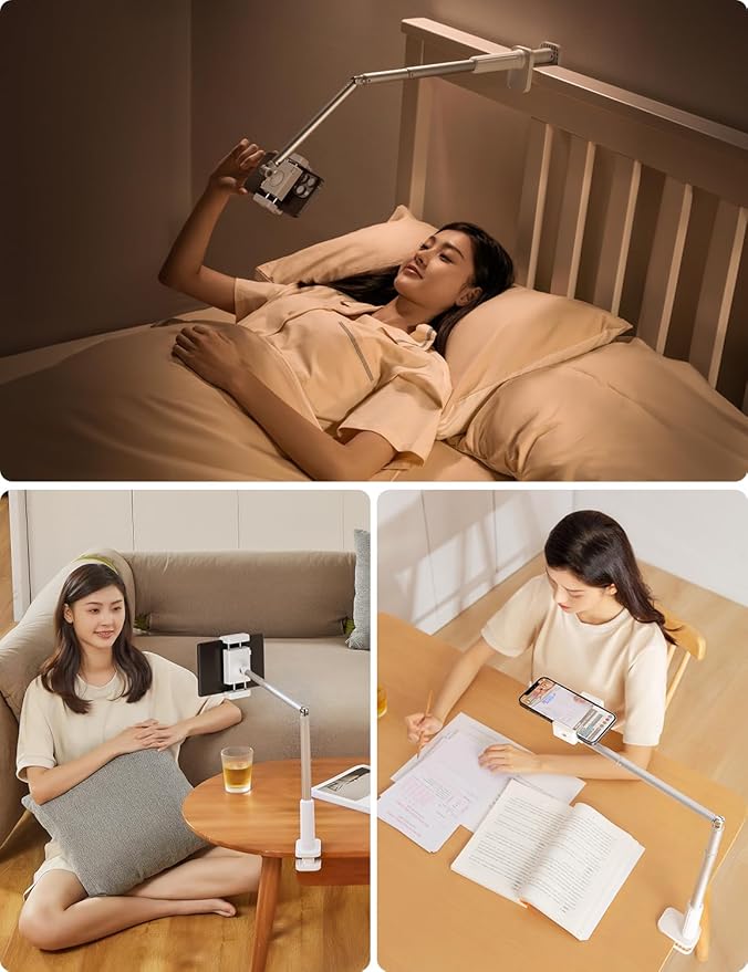 Phone Holder for Bed, 360° Rotation Cell Phone Stand, Flexible Long Arm - Image 2