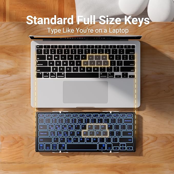 iClever Backlit Foldable Keyboard, BK05 Wireless Folding Keyboard - Image 5