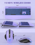 Wireless Keyboard and Mouse Backlits, Wrist Rest, LED Mouse, Rechargeable - Image 7