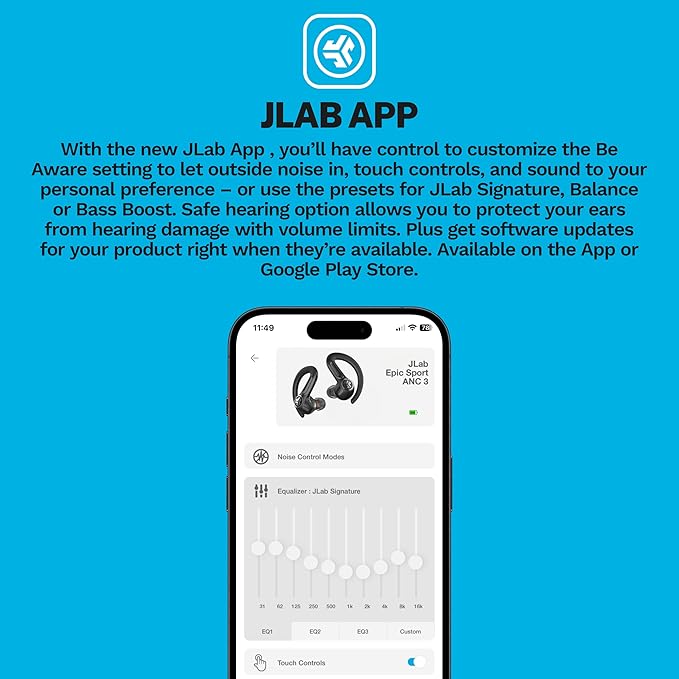 JLab Epic Air Sport ANC 3 True Wireless Bluetooth Earbuds - Image 5