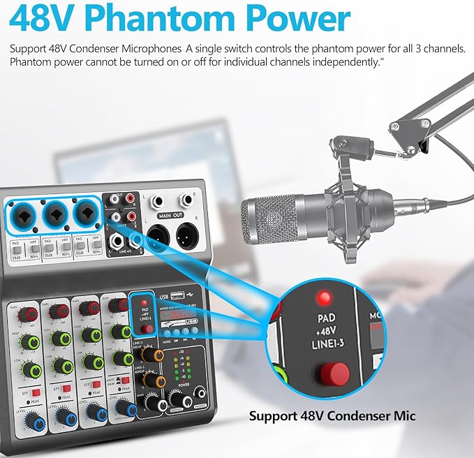 Aveek Professional Audio Mixer, Sound Board Mixing Console - Image 5