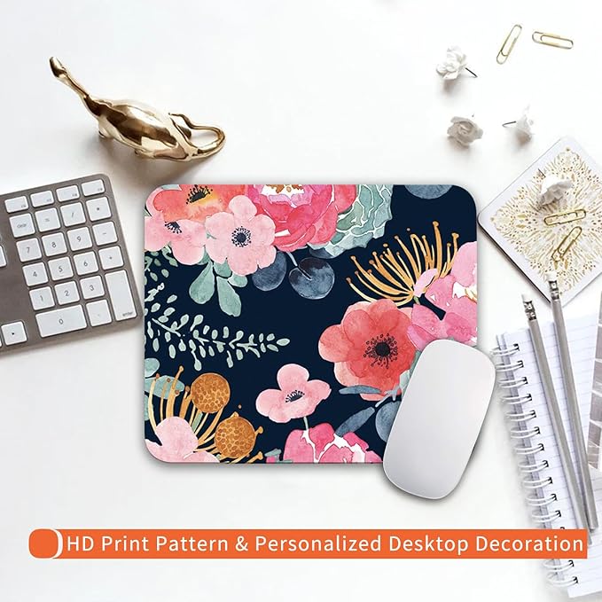 Square Mouse Pad Pink Flower, Personalized Premium-Textured Custom Mouse Mat - Image 6