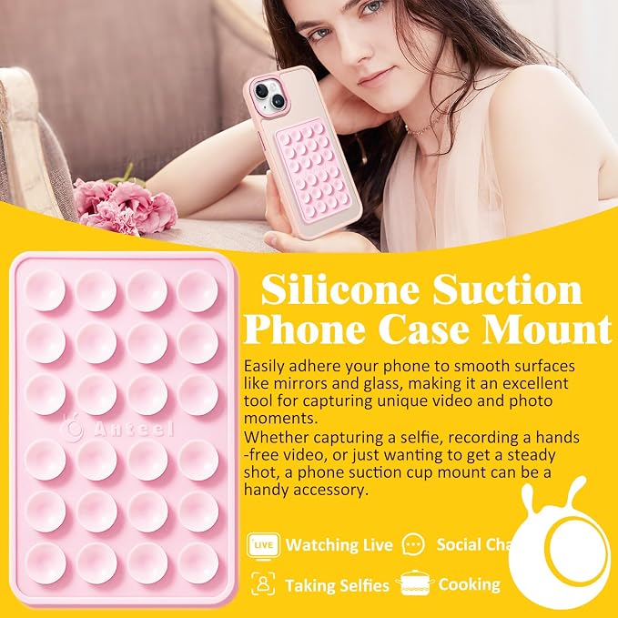 Anteel Medium-Sized Silicone Suction Phone Case Adhesive Mount, Enhanced - Image 2