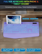 Wireless Keyboard with 7 Colored Backlits, Wrist Rest, Phone Holder, - Image 7