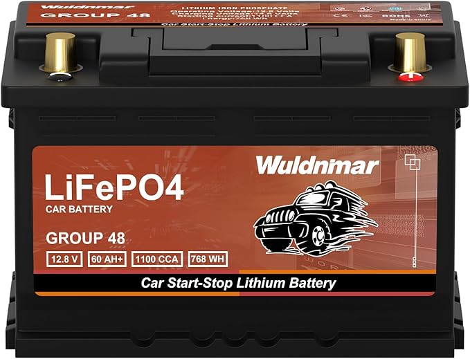 High Performance G48 12V 60AH Lithium Car Start-Stop Battery by Wuldnmar
