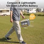 Power Queen 12V 50Ah LiFePO4 Lithium Battery, Portable Deep Cycle Lithiumn - Image 2