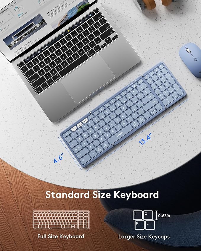 Foldable Keyboard and Mouse, Samsers Folding Bluetooth Keyboard Combo, 2.4G + - Image 3