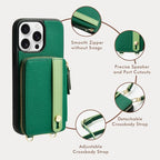 LAMEEKU for iPhone 15 Pro Wallet Case, Zipper Leather Card Slots Crossbody - Image 5