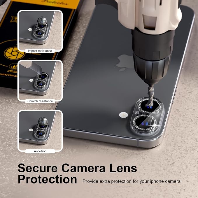 beuxece for 6 Pack iPhone 16 / iPhone 16 Plus Camera Lens Protector 9H Tempered - Image 4